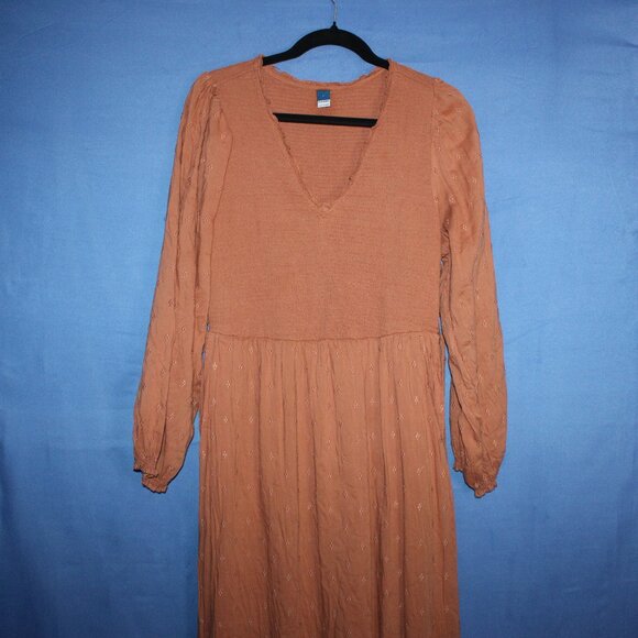 Old Navy Babydoll V-Neck Maxi Dress Brown Large - Picture 1 of 8